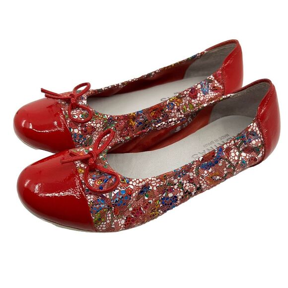 Sabrinas Ballet Flats Red Patent‎ Leather Cap Toe Spain Butterfly Bow 36 5.5-6 - Picture 3 of 13